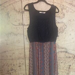 Navy, Blue and Red Layered Summer Maxi Dress 3X